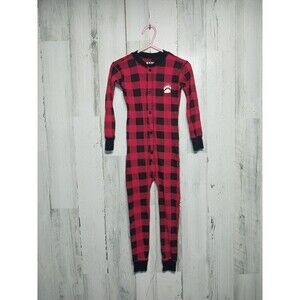 Lazy One Bear Cheeks One Piece Pajamas Toddler Boy Sz 3T Buffalo Plaid Long John